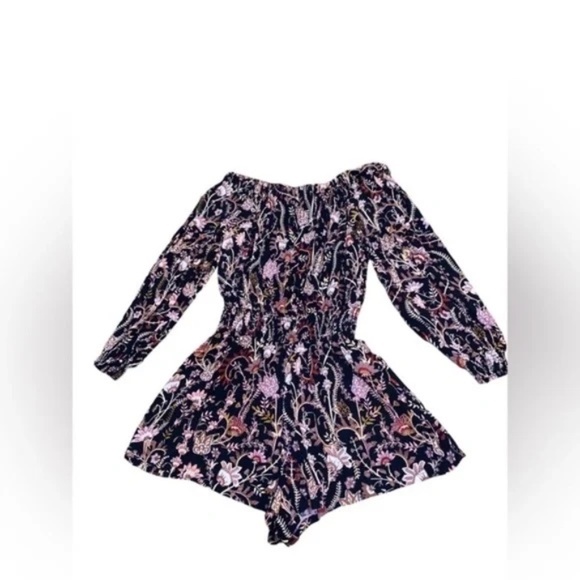 FREE PEOPLE - Pretty and Free Black Floral Print Romper - Picture 7 of 7
